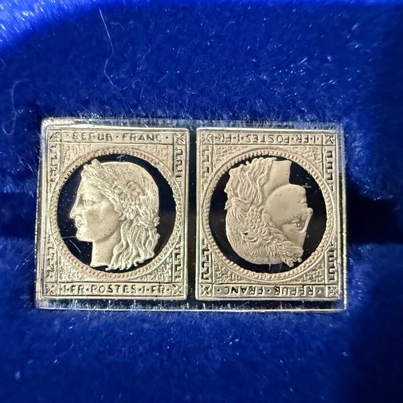 Franklin Mint Other - Franklin Mint 100 Greatest Stamps #1 France 1849 Sterling Silver Miniature 1981